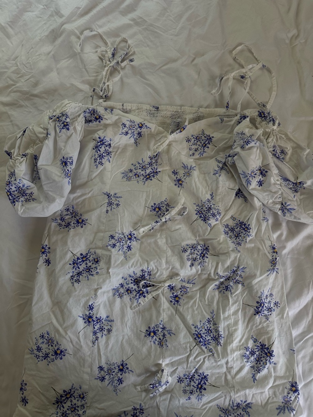 ASOS White Mini Dress with Blue Floral Print